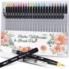 Marcadores de pincel em aquarela Ohuhu 24 cores com caneta Blending Aqua