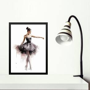 Quadro Bailarina Preta- Aquarela 33X24Cm