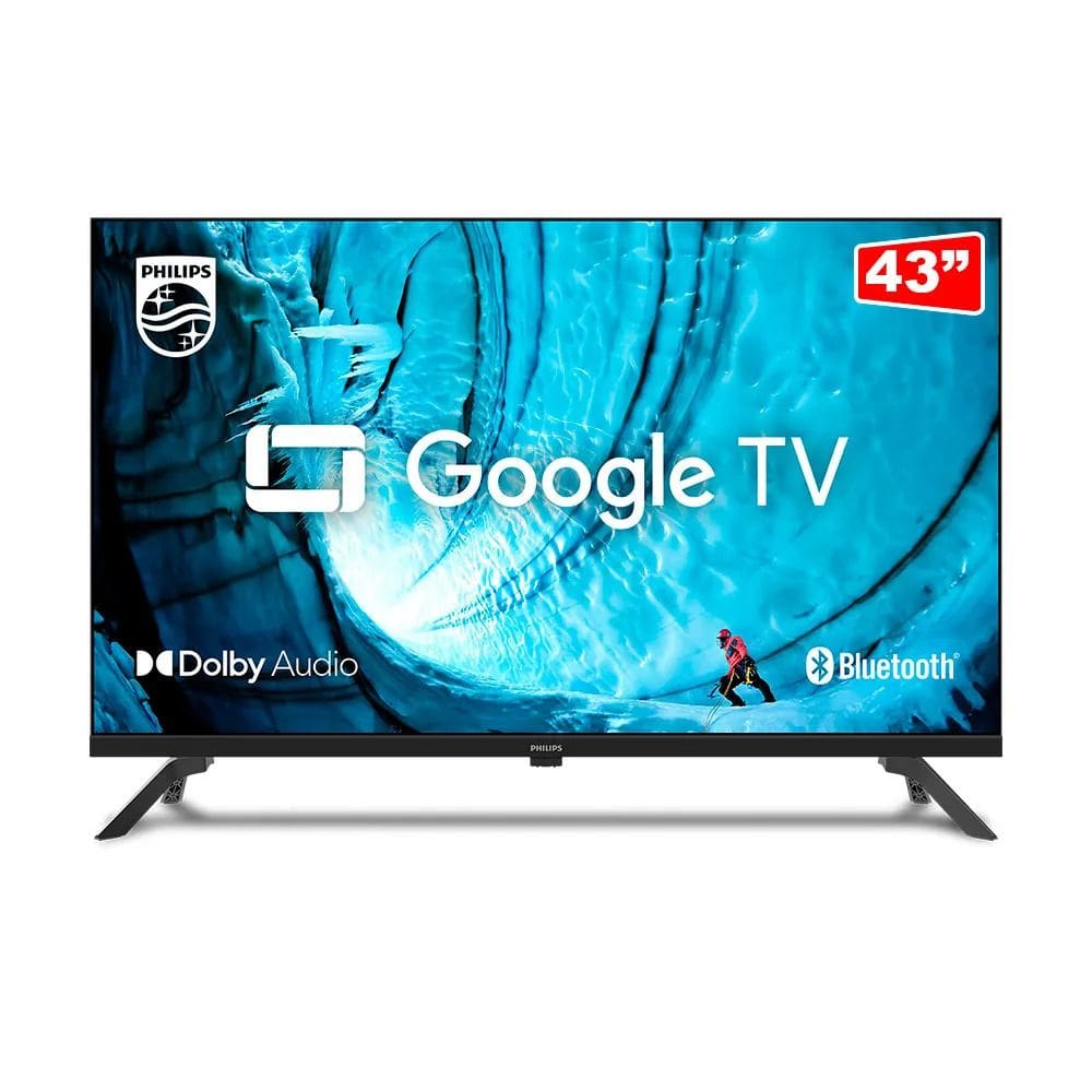 Smart TV Philips 43" LED FHD 43PFG6909, Google TV, sem bordas Preta