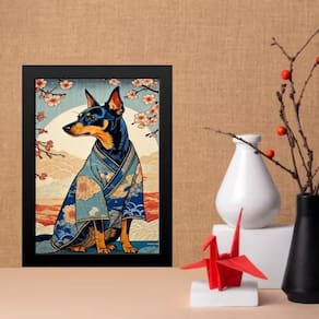 Quadro Decorativo Arte Oriental - Cachorro 45X34Cm