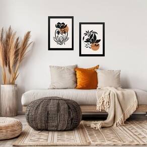 Kit 2 Quadros Sala Arte Tribal Boho 45X34Cm