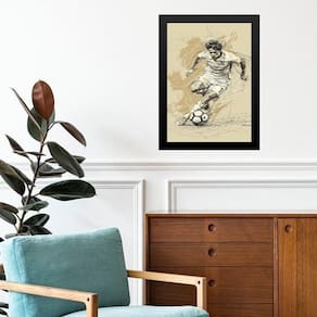 Quadro Arte Minimalista Jogador De Futebol 45X34Cm
