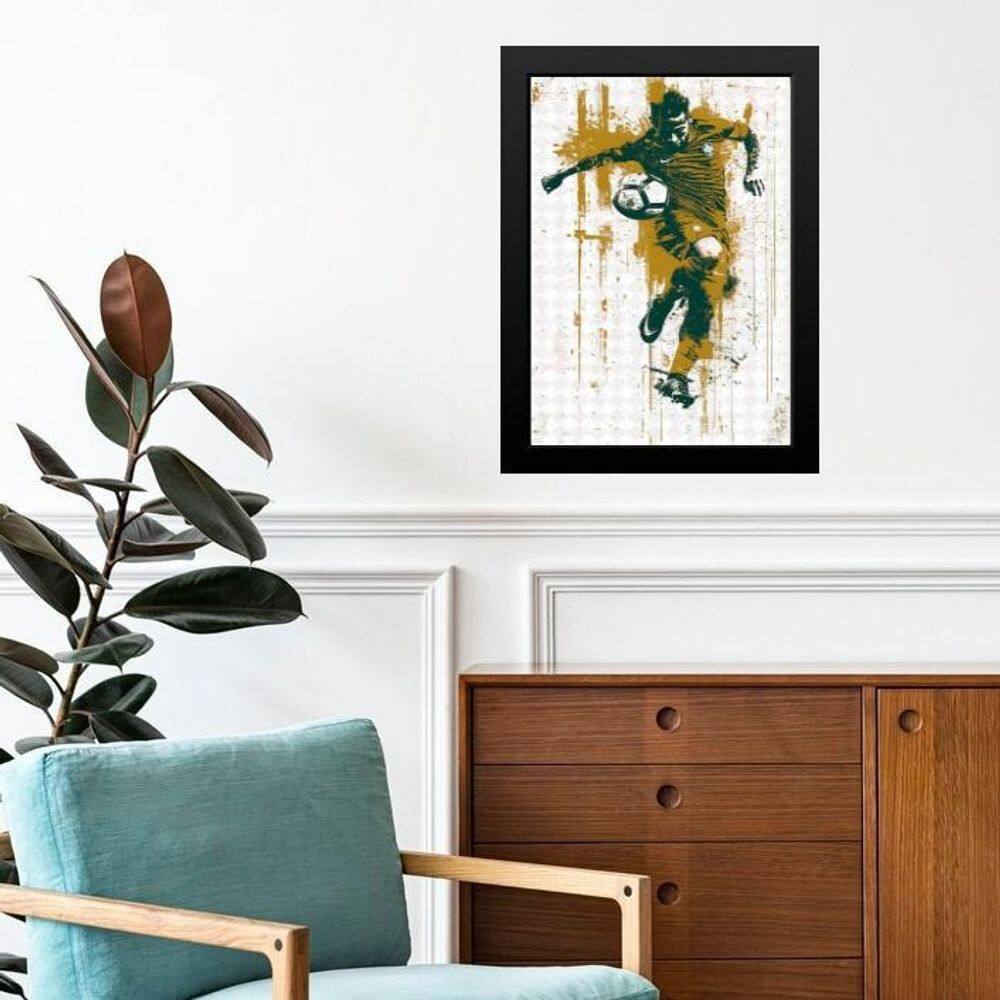 Quadro Arte Abstrata Jogador De Futebol 24X18Cm