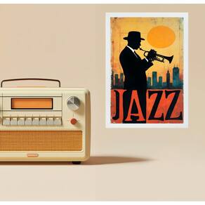 Quadro Músico Jazz - Homem Com Trompete 24X18Cm
