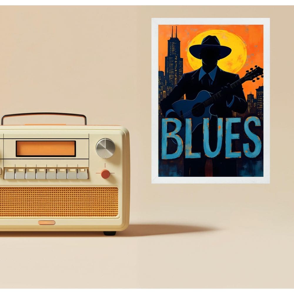 Quadro Músico Blues - Vintage 24X18Cm