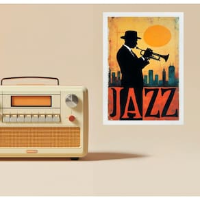 Quadro Músico Jazz - Homem Com Trompete 33X24Cm