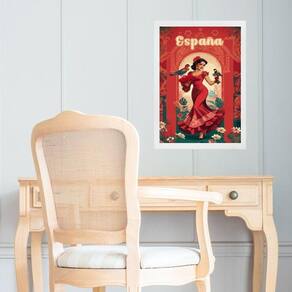 Quadro Decorativo Espanhã - Flamenco 24X18Cm - Com Vidro
