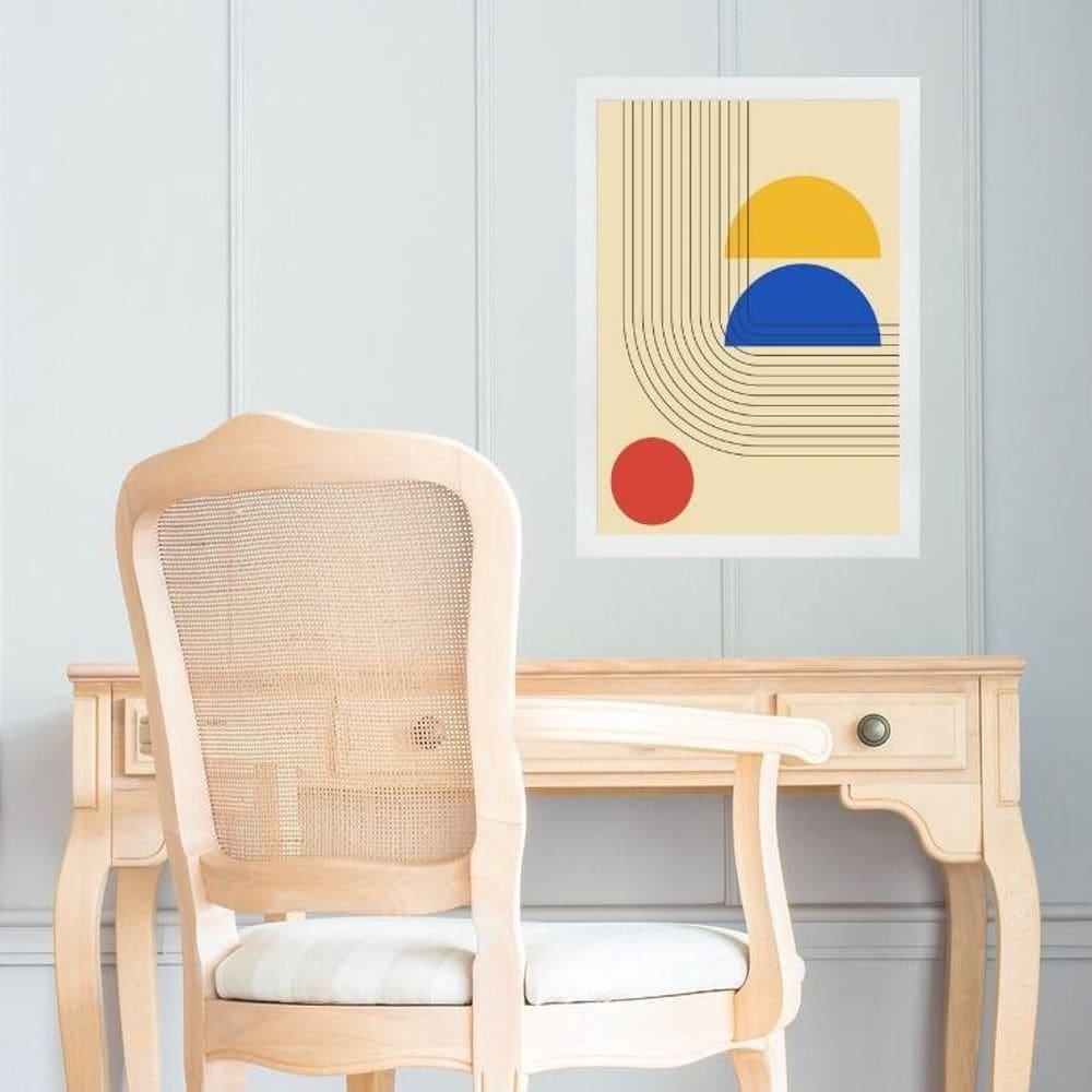 Quadro Arte Bauhaus Cores Primárias 33X24Cm - Com Vidro