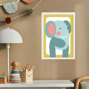 Quadro Infantil Safari - Elefantinho 24X18Cm - Com Vidro