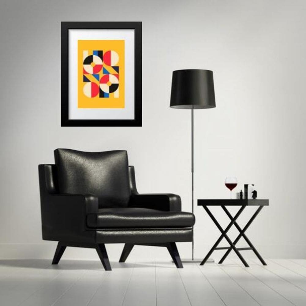 Quadro Gravura Bauhaus Colorida - 60X48Cm