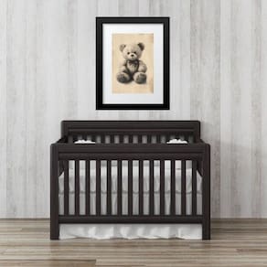 Quadro Quarto Bebê Urso Retrô Bege- 60X48Cm