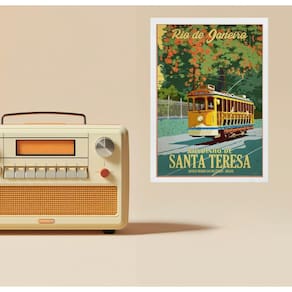Quadro Rio Janeiro - Bondinho Santa Tereza 45X34Cm - Vidro