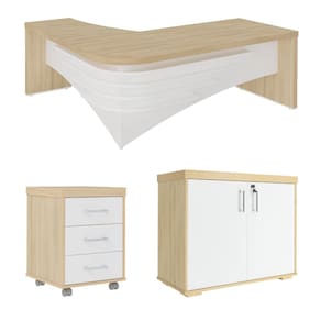 Conjunto Escritório: Mesa 6209+ Balcão 6200+ Gaveteiro 6203