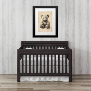 Quadro Quarto Bebê Urso Retrô Bege- 60X48Cm