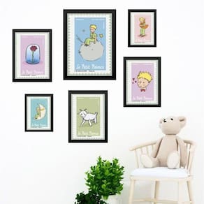 Kit Composição 6 Quadros Pequeno Príncipe - Selos - Vidro