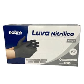 Luva Nitrílica sem Pó Caixa com 100 unidades P Preta Nobre
