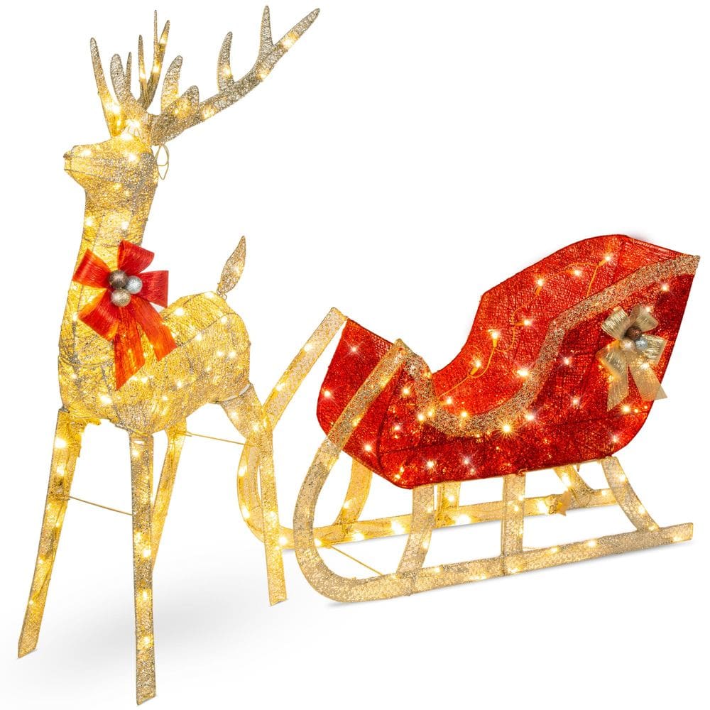 Decoração de Natal Best Choice Reindeer & Sleigh de 4 pés