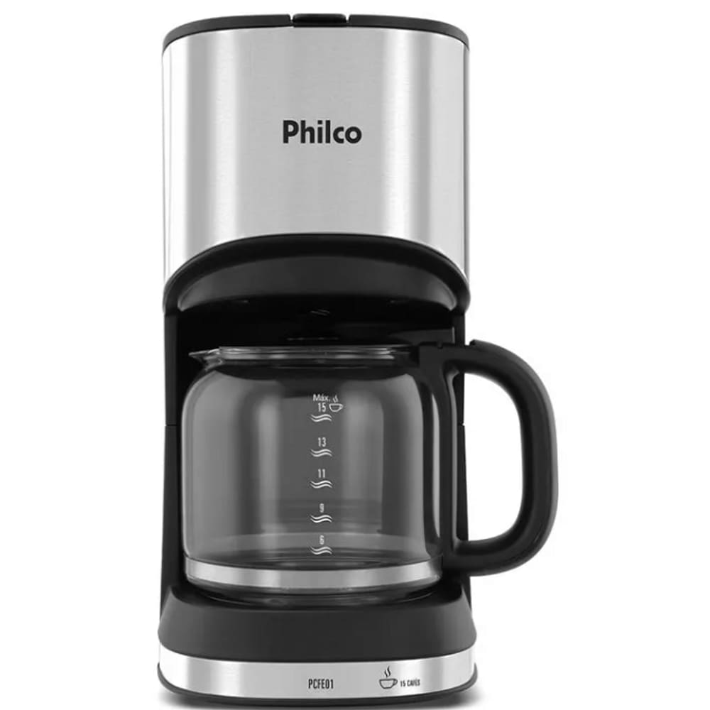 Cafeteira Philco Compact Black Inox 550W 15 Xicaras 220V
