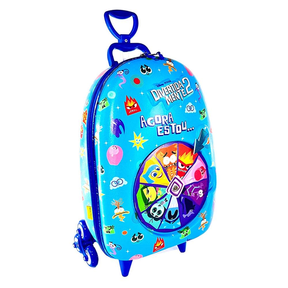 Mala Infantil Escolar Divertida Mente Roleta Azul 3D com Rodas Triplas 3862CM24 - Diplomata