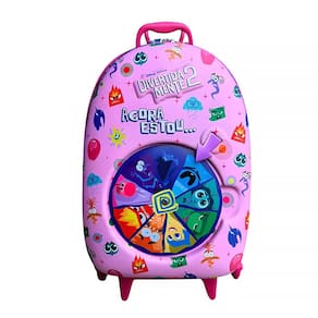 Mala Infantil Escolar Divertida Mente Roleta Rosa 3D com Rodas Triplas 3862BM24 - Diplomata
