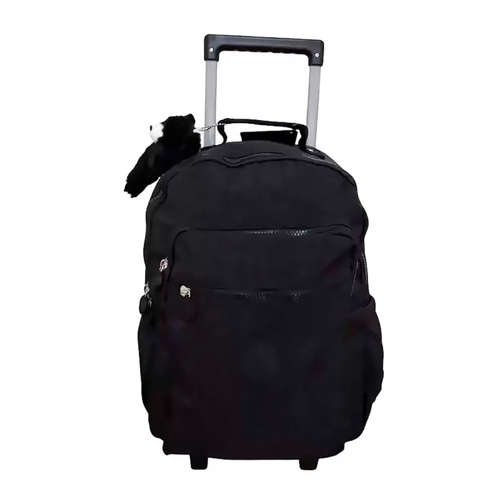 Mochila Escolar Mala com Rodas 16 Trendy Preto com Chaveiro Pelúcia 12440 - Xeryus