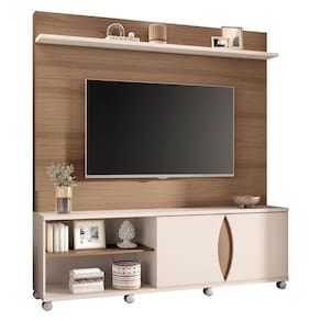 Estante Home Theater Luxor Castanho Off White - HB Móveis