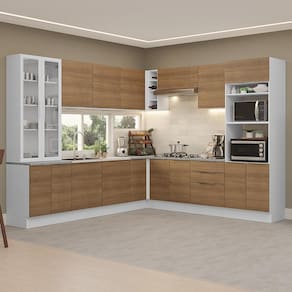 Armário de Cozinha Completa 549cm Branco/Rustic Stella Madesa 01