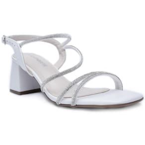 Sandália Via Marte Salto Bloco Strass Feminina - Branco