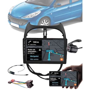 Multimídia 9" Polegadas Peugeot 206 2002 até 2010 + Câmera Ré + Moldura + Chicote + Adaptador de Antena