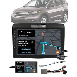 Multimídia 2 Din 9" Polegadas CRV 2012 até 2016 + Câmera de Ré + Moldura + Chicote + Adaptador de Antena + Interface Comando de Volante