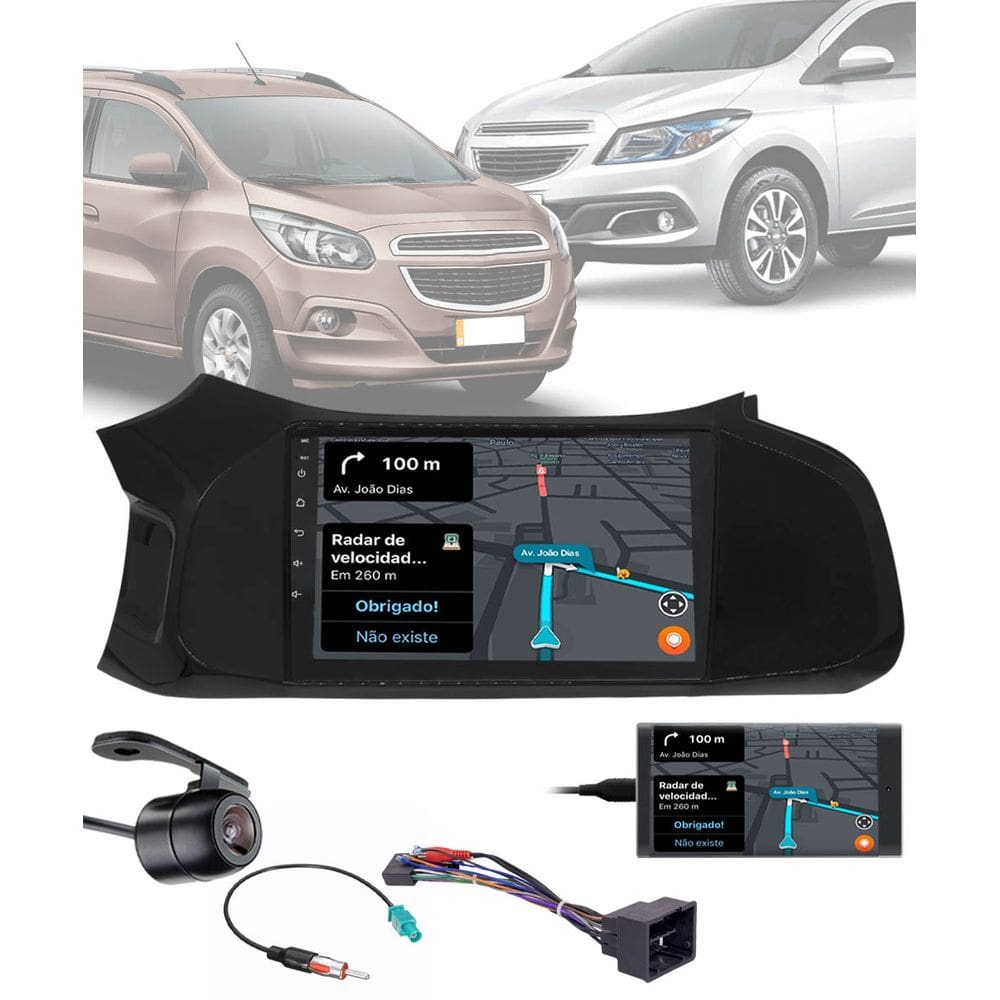 Multimídia 9" Polegadas GM Onix e Spin 2012 até 2018 Bluetooth Espelhamento + Câmera de Ré + Moldura + Adaptador de Antena + Chicote