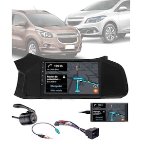 Multimídia 9" Polegadas GM Onix e Spin 2012 até 2018 Bluetooth Espelhamento + Câmera de Ré + Moldura + Adaptador de Antena + Chicote