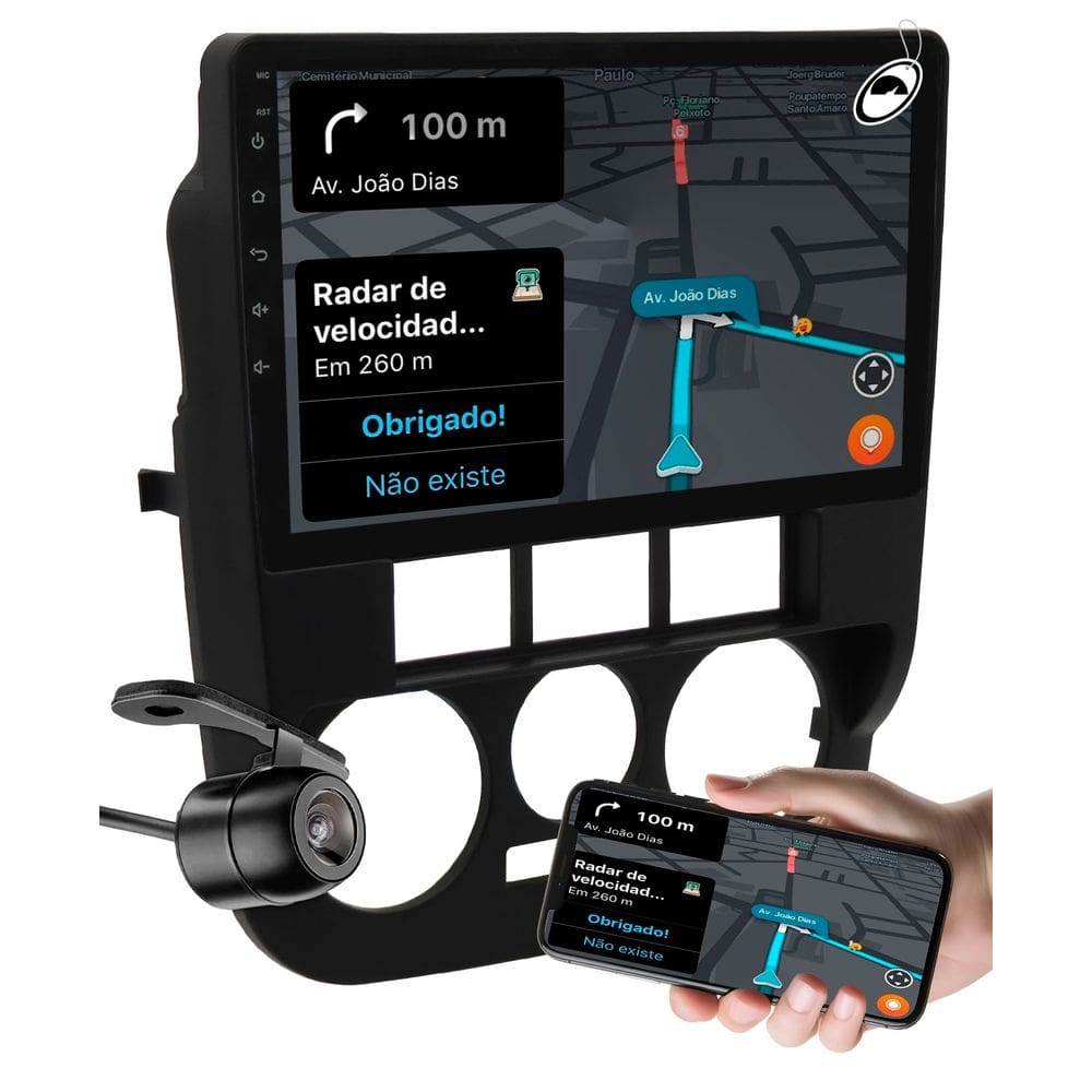 Multimidia 2 Din 9" Polegadas Android Auto CarPlay Gol Saveiro Parati G4 + Moldura + Câmera Ré