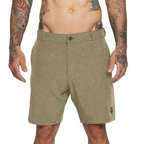 Bermuda RVCA Hybrid Khaki Melange S25 Masculina Caqui Mescla