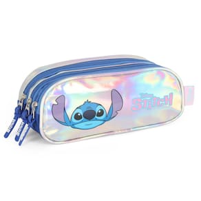 Estojo Infantil Feminino Prata Estampa Stitch 3 Repartições