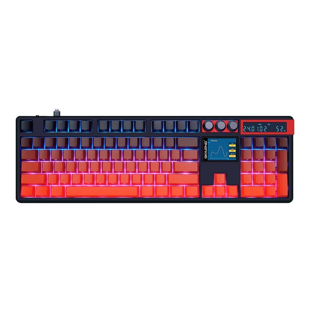 Teclado Gamer Mecanico Skyloong Gk104 Pro Lava, Switch Ktt Silver, 3 Modos, Rgb, Hot Swap, 4000Mah, Lcd Screen