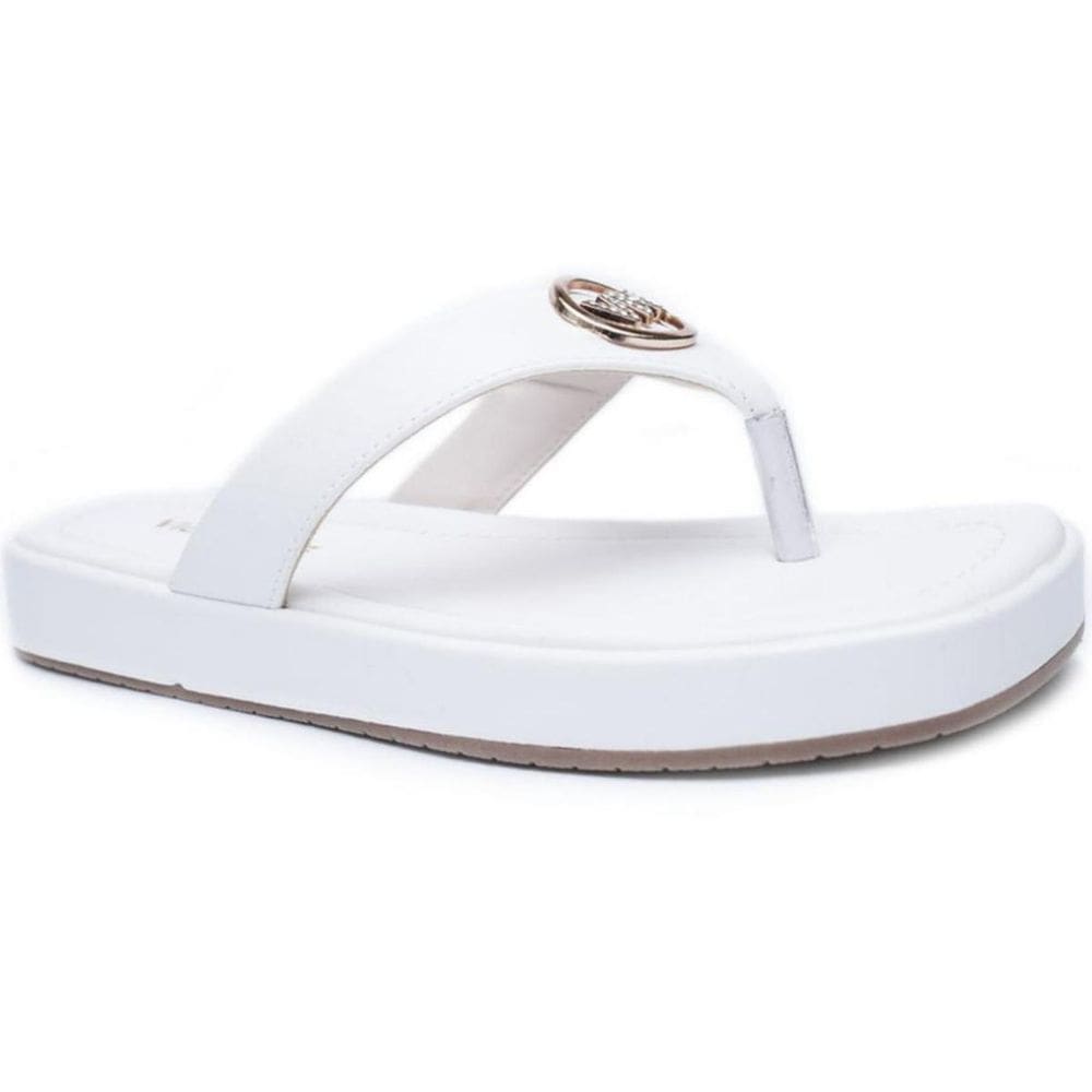 Chinelo Via Marte Logo Metal Detalhe Feminino - Branco