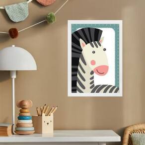 Quadro Infantil Safari - Zebrinha 45X34Cm - Com Vidro