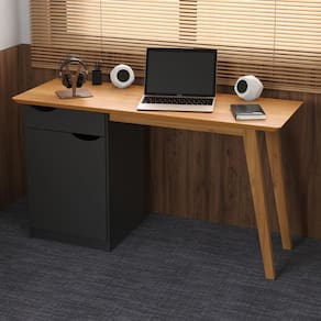 Escrivaninha com Porta Viana Preto Acetinado Cinamomo