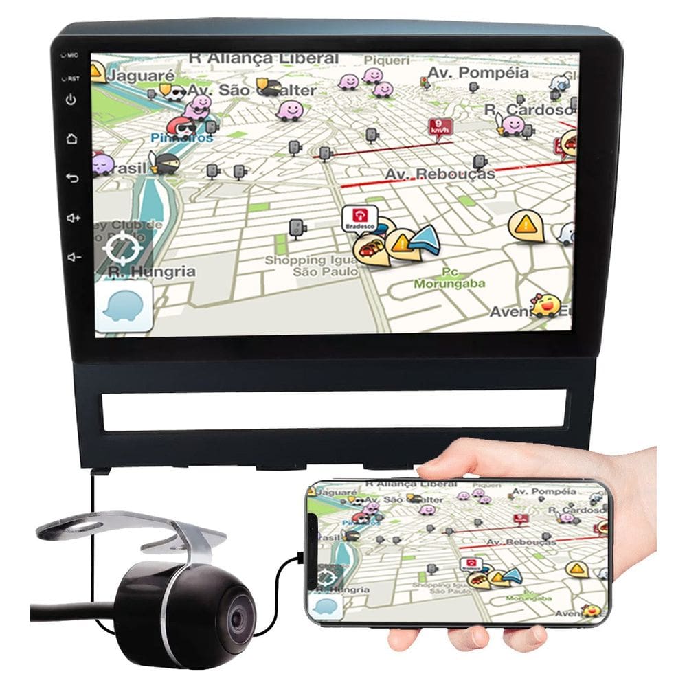Multimídia 9" Polegadas Fiat Palio Strada Idea Weekend Siena Strada Espelhamento USB Bluetooth + Moldura Painel + Câmera de Ré
