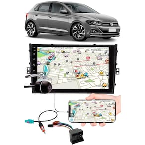 Multimídia 9" Polegadas Vw Novo Polo Espelhamento USB Bluetooth + Chicotes + Interface Volante + Moldura Painel + Câmera de Ré