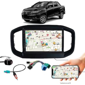 Multimídia 9" Nova Strada 2020 2021 2022 2023 Espelhamento USB Bluetooth + Chicotes + Interface Volante + Moldura Painel Black Piano + Câmera de