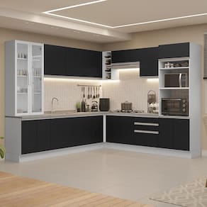 Armário De Cozinha Completa 549cm Branco/preto Glamy Madesa 01 Branco/preto