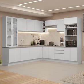 Armário De Cozinha Completa 549cm Branco Glamy Madesa 01 Branco
