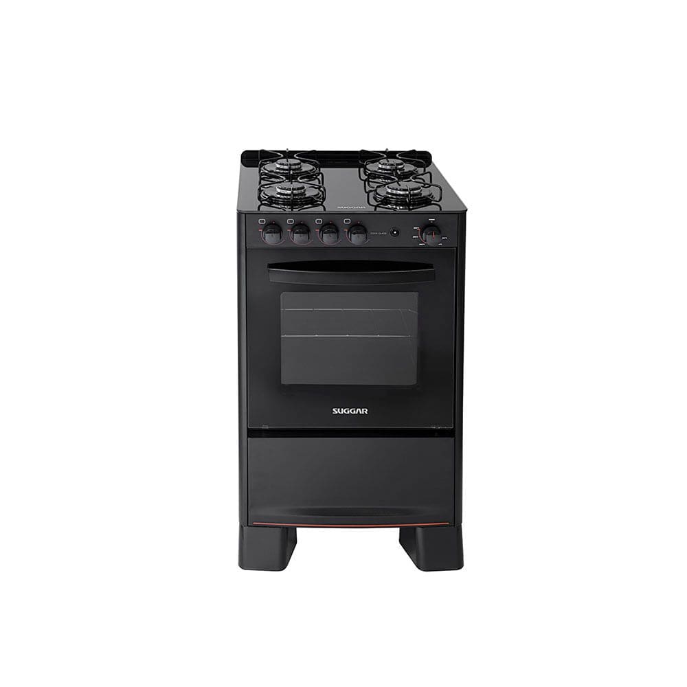 Fogão de Piso Mesa de Vidro Suggar Cook Glass FGVCG410PT 4 Bocas Preto Bivolt