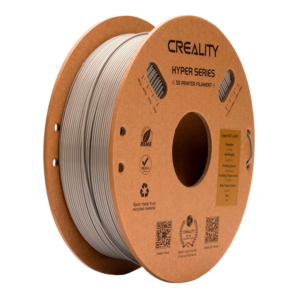 Filamento PETG para Impressora 3D Creality Hyper PETG 1 Kg/Rolo 1.75 mm Cinza