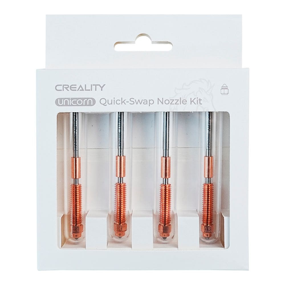 Kit de 4 Bicos para Impressão 3D Creality de Troca Rápida Unicórnio 0.4mm, 0.6mm, 0.8mm K1 Ender V3