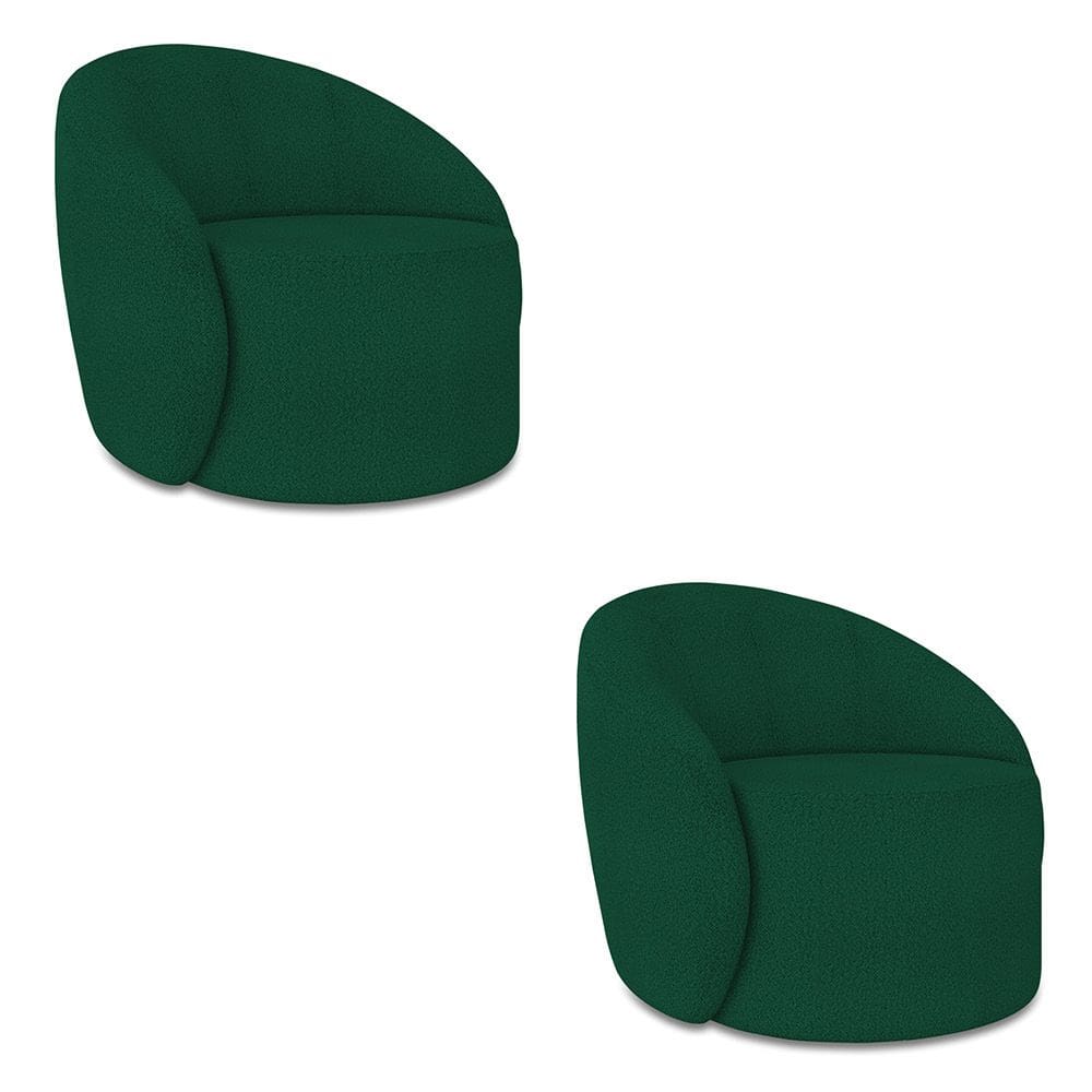 Poltrona Orgânica Giratória kit 2 Lua Bouclê Verde D03 - D`Rossi