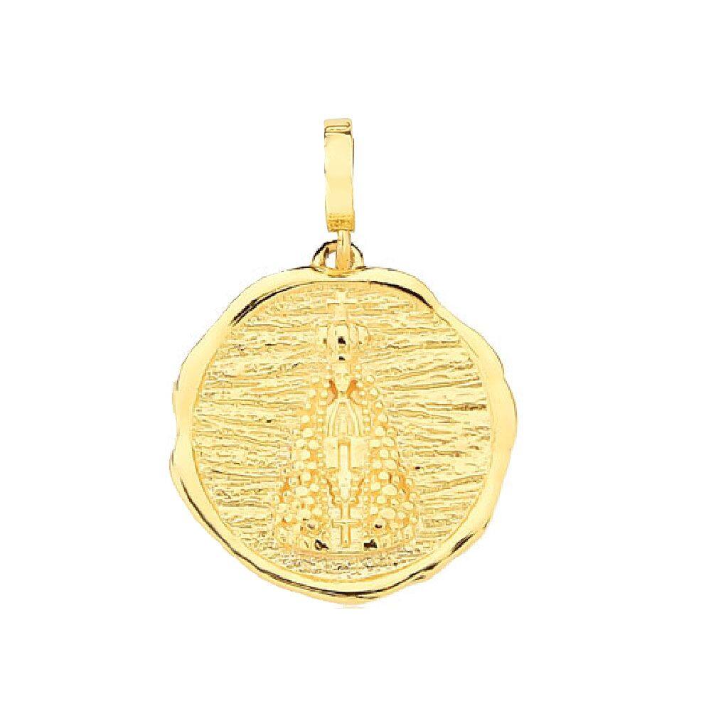 Charm Nossa Sra Aparecida e Cruz (dupla face) Revestido em Ouro