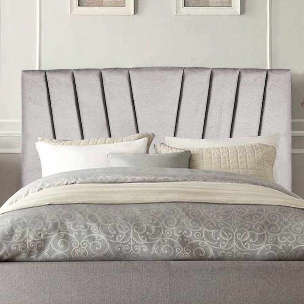 Cabeceira Estofada Casal Belgica 140cm Linho Com Frames Cinza Claro